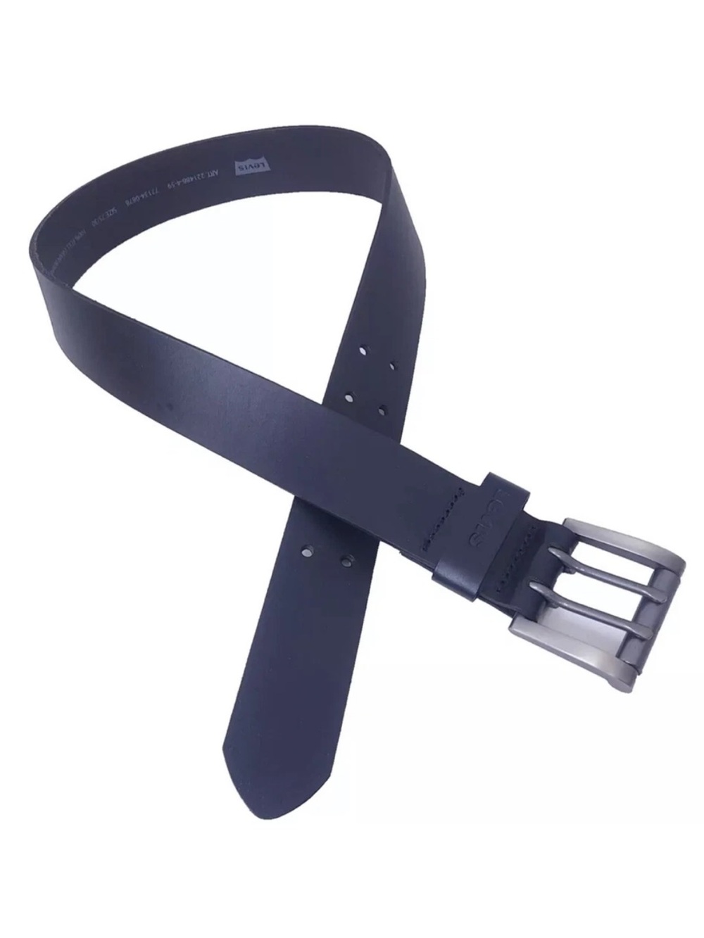 Levi’s Men’s Full Grain Leather Belt Black Size 30 Double Prong Buckle